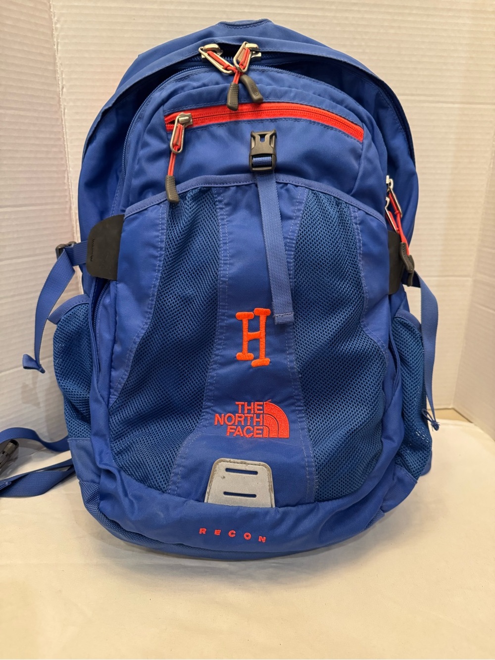 The North Face Recon Backpack Blue & Pink with Custom Embroidered H Logo